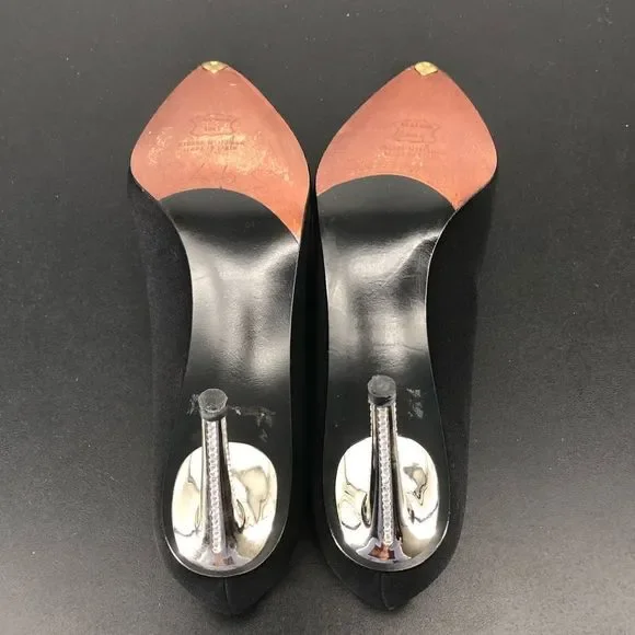 Stuart Weitzman Black Crystal Metal High Heels Pumps with Box